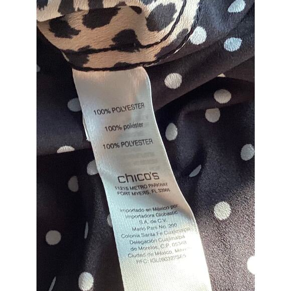 Chico’s Women's Animal Print Roll-Tab Sleeve Blouse Top Black Brown Size 4 (xl) - Picture 8 of 9